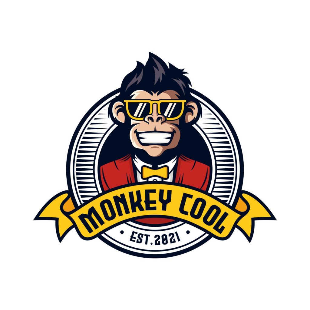 cool monkey logo design vector illustrator Stock Free