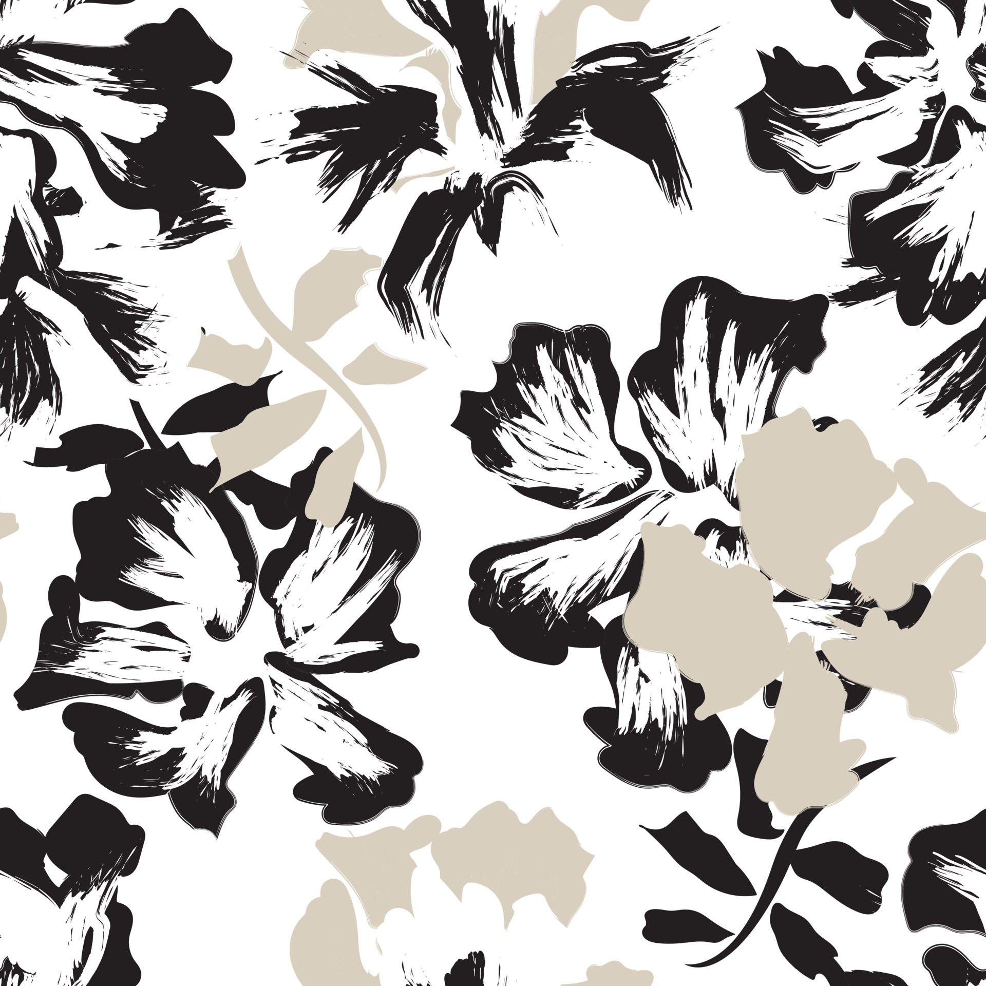 Cream Floral Brush strokes Seamless Pattern Background Free Vector