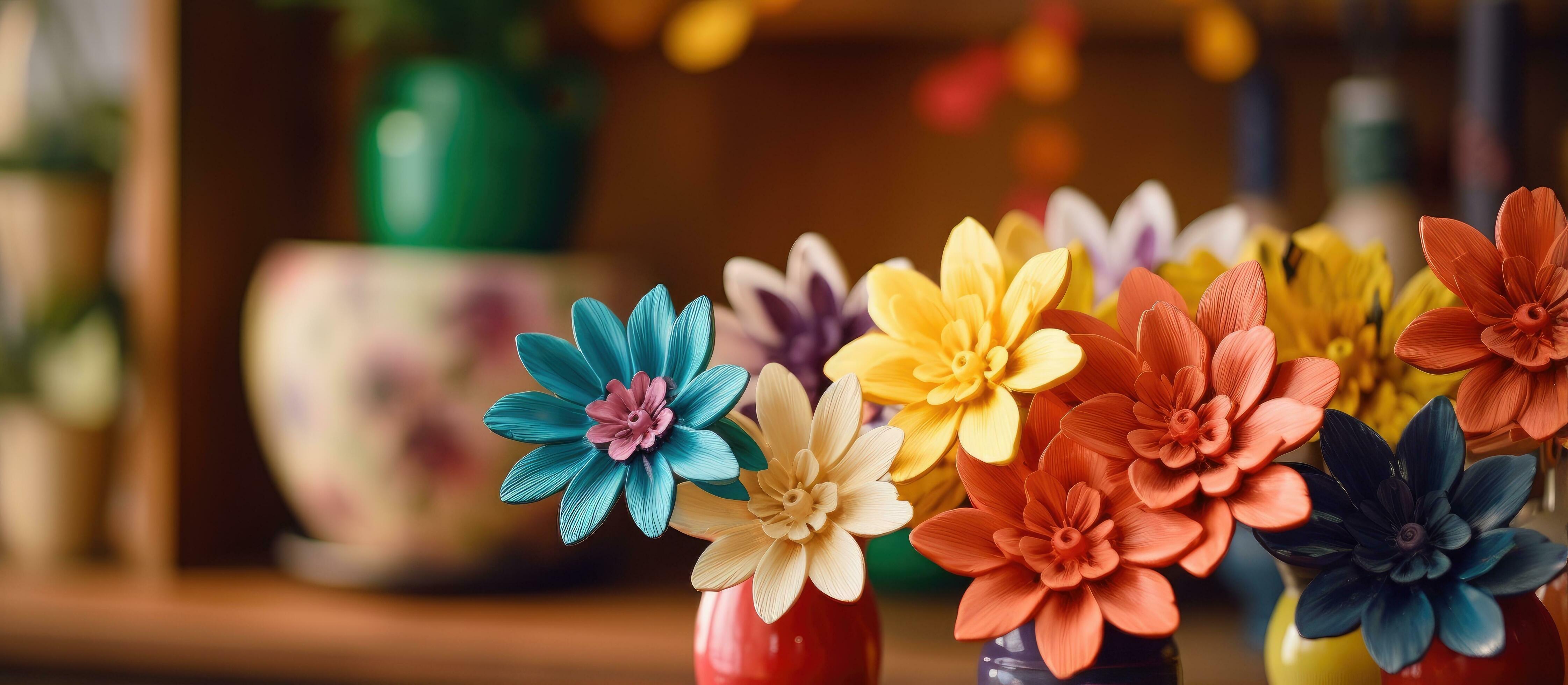 Vibrant clay flower in cabinet Stock Free