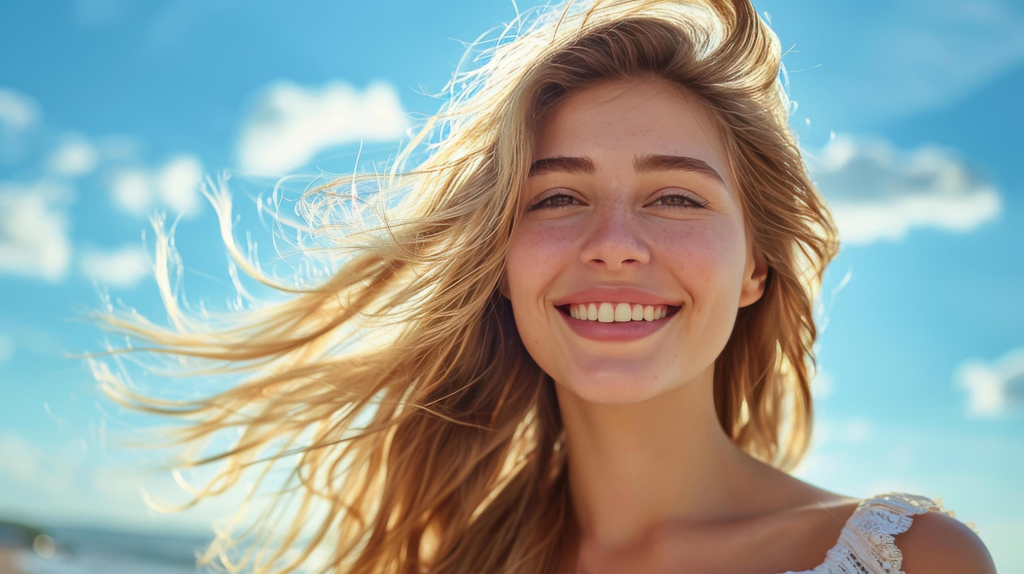 Woman Wearing Straw Hat on Beach Stock Free