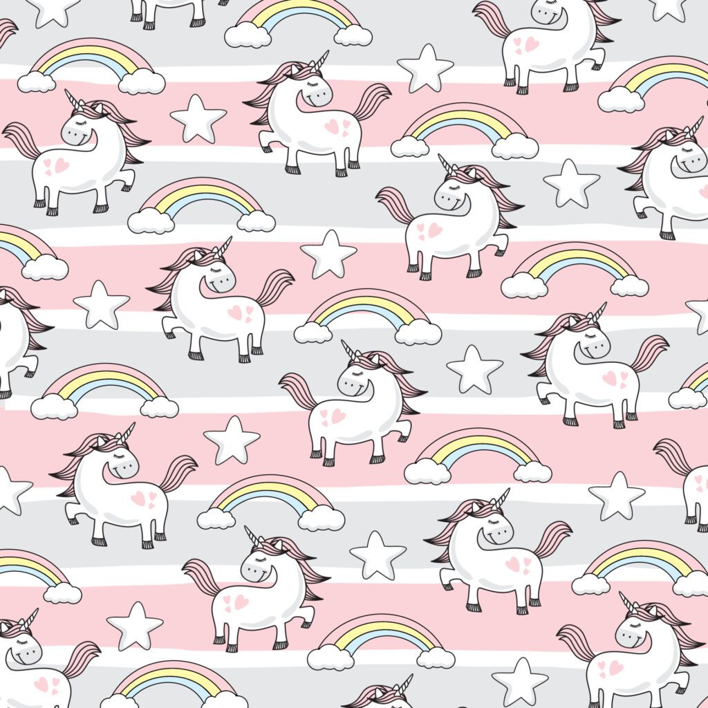 
									Unicorn Rainbow Doodle Seamless Pattern Free Vector