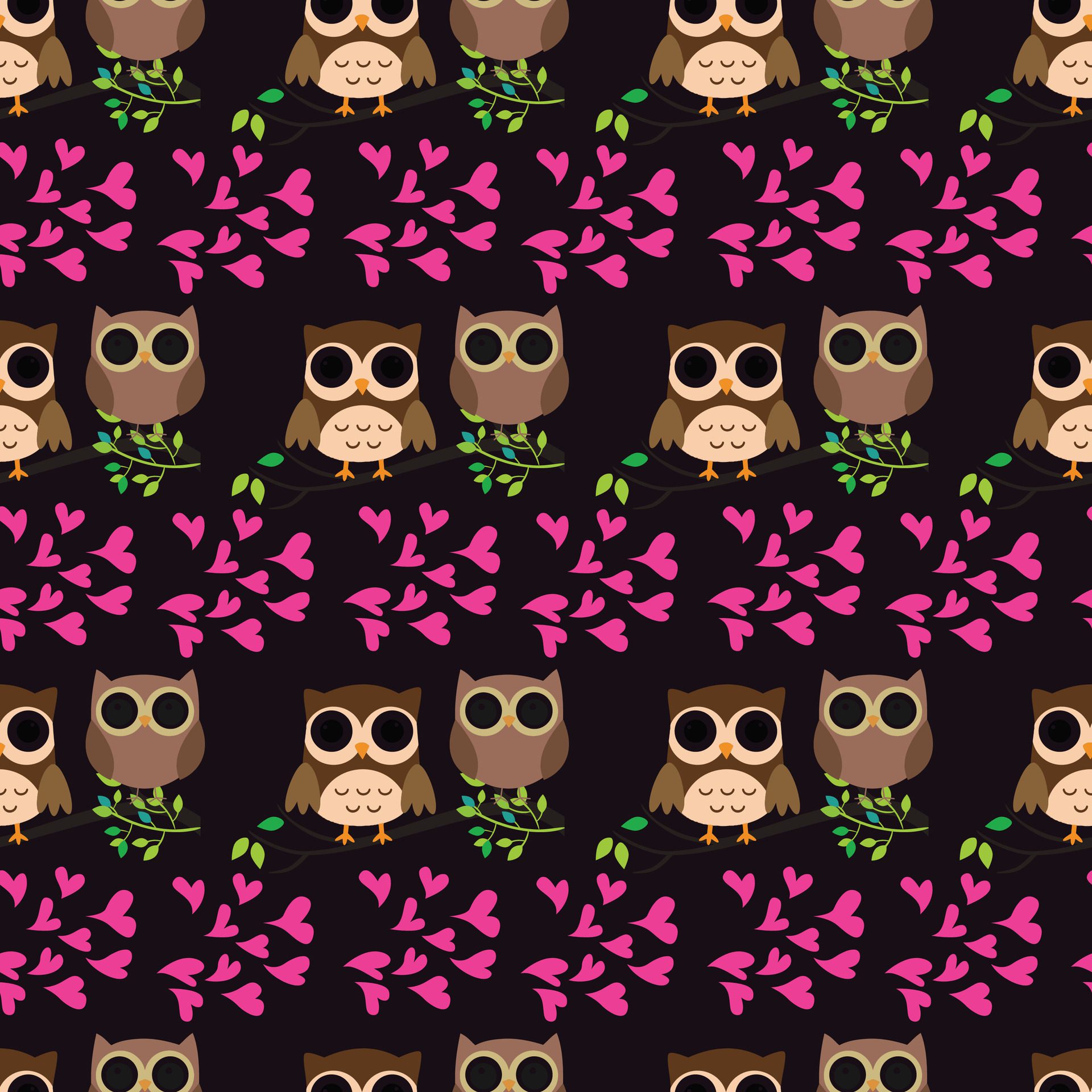 Owl Couples Seamless Pattern Design Free Vector