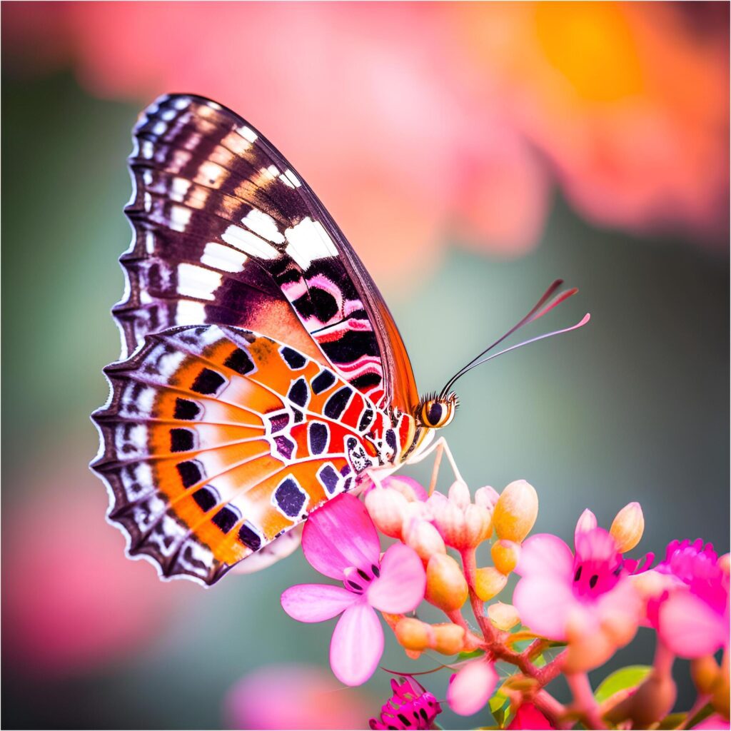 Colorful Butterfly and Pink Flower in Stock Free