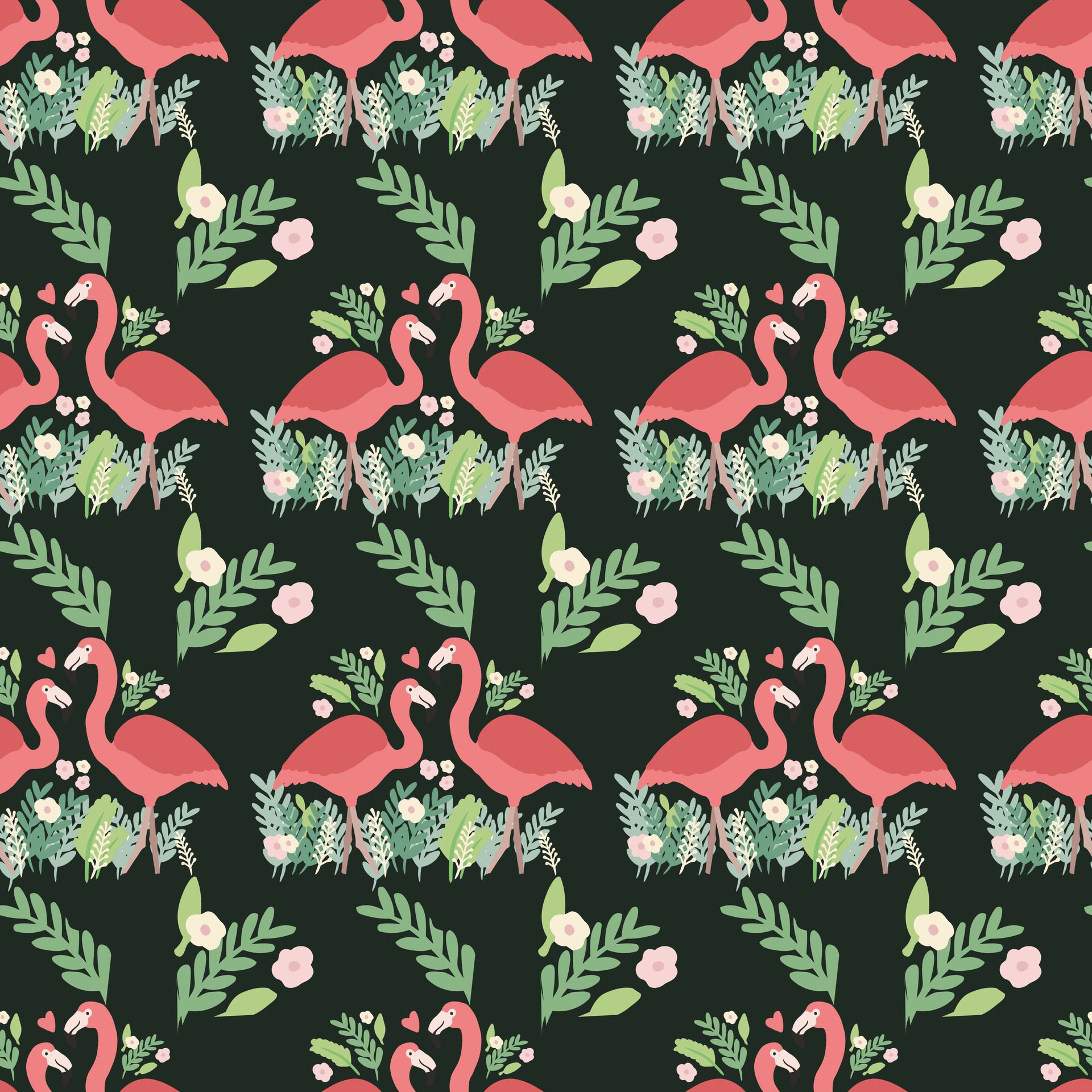 Miami Nights Flamingo Seamless Pattern Design Free Vector