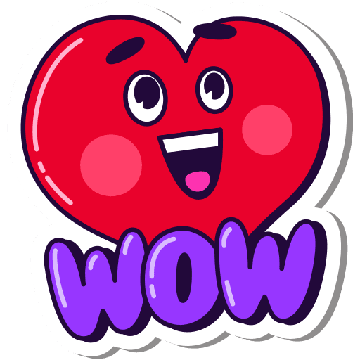 Wow, heart, love it sticker