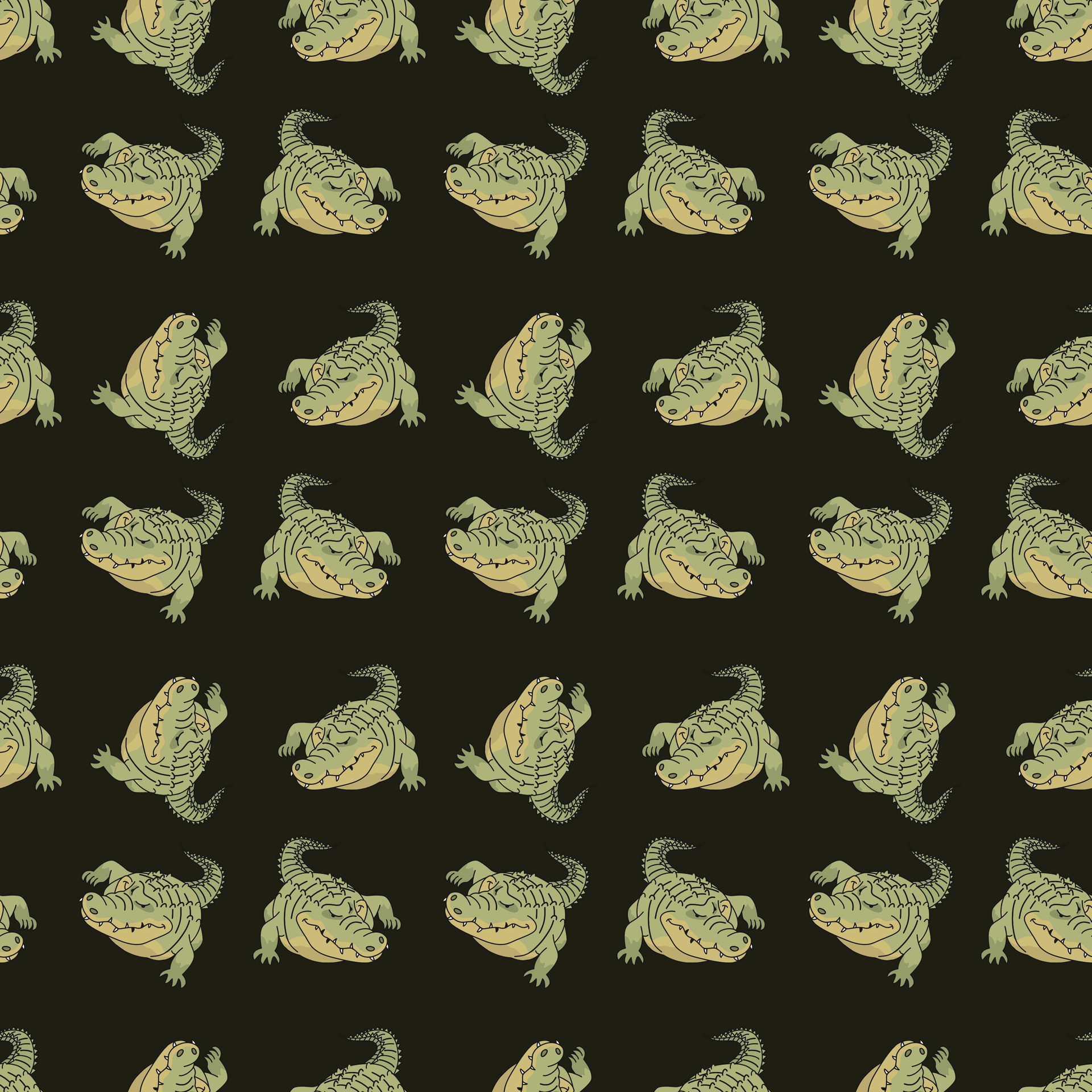 Crocodile Pattern Repeating Seamless Animal Pattern Free Vector