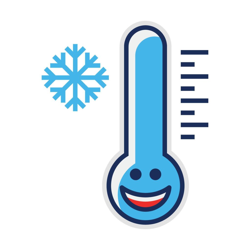 Sticker thermometer frost cloud icon. illustration. Stock Free