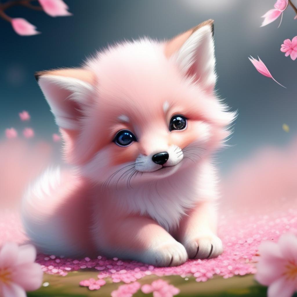 Cute pink baby fox by @ai_generated