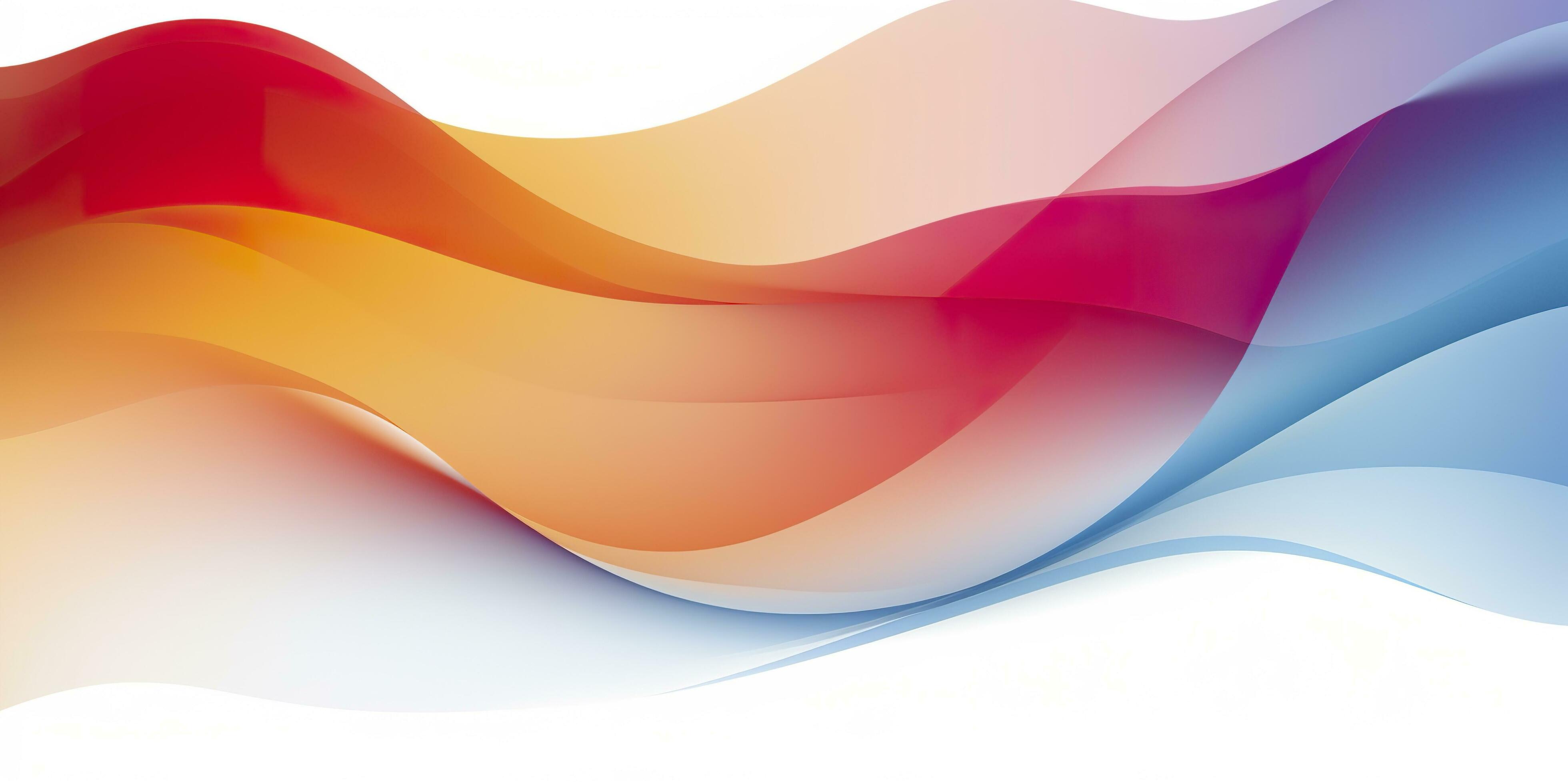 Colorful abstract wave lines flowing horizontally on a white background, ideal for technology, music, science and the digital world. AI Generative Stock Free