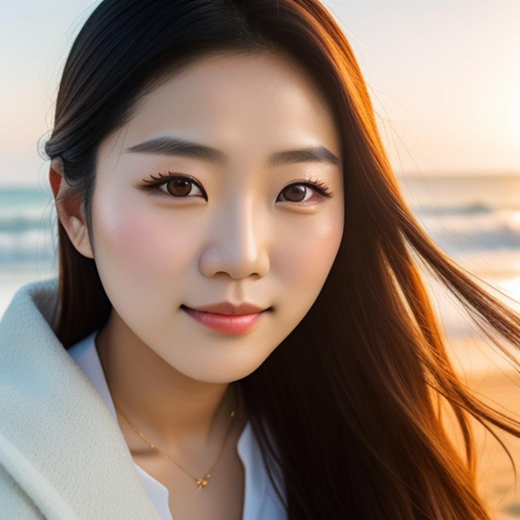 Yuji itzy, beach, -0.5 by @ai_generated