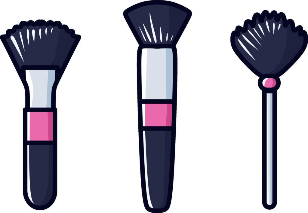 Pink make up brush set icon Stock Free