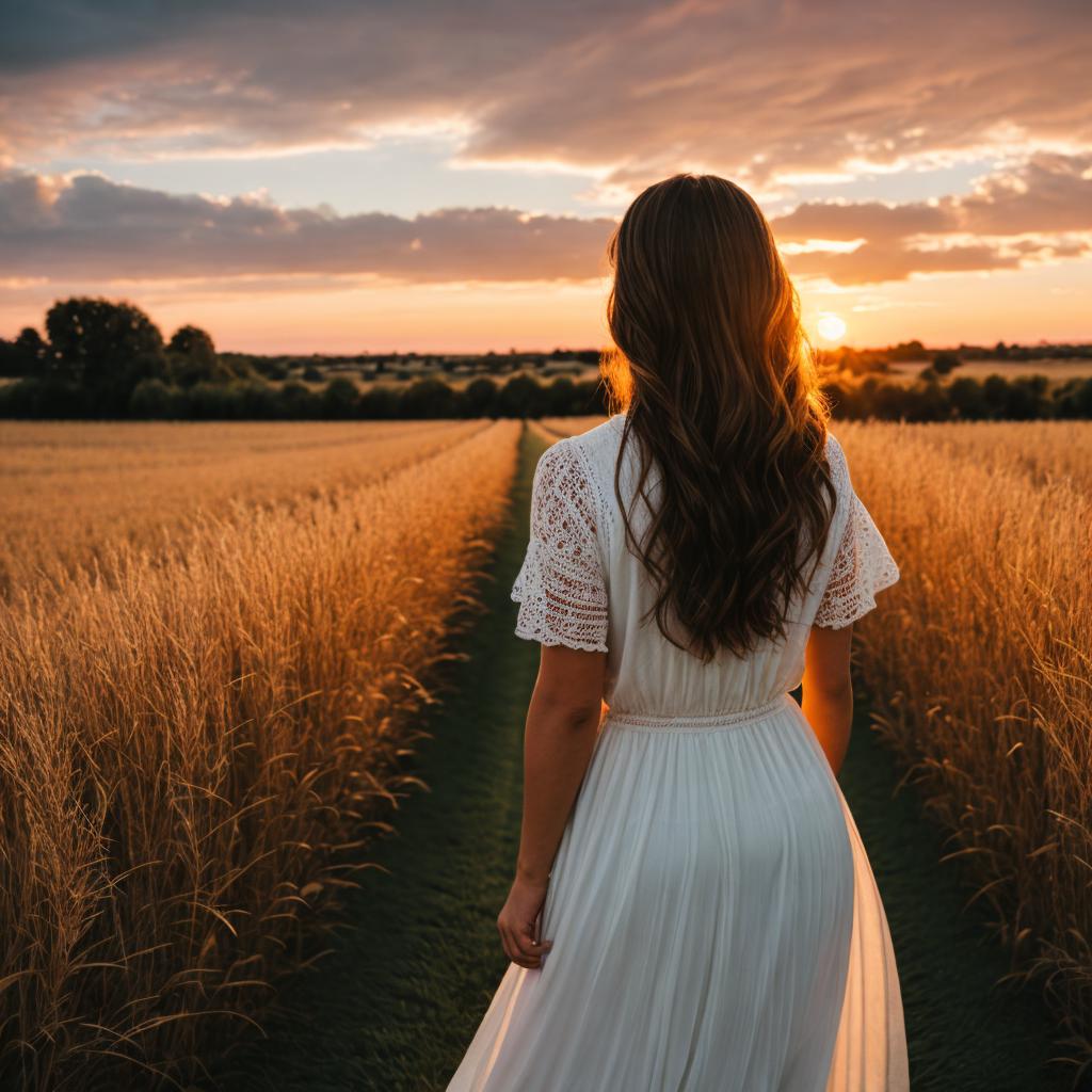 Woman in field at by @ai_generated