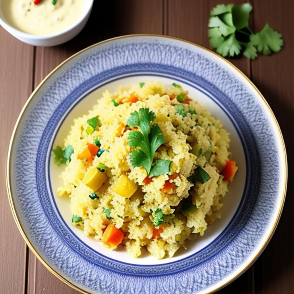 2.Vegetable Upma: A plate by @ai_generated