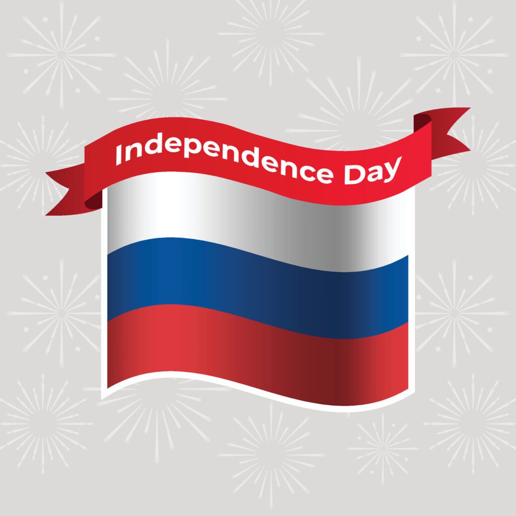 Russia Wavy Flag Independence Day Banner Background Free Vector