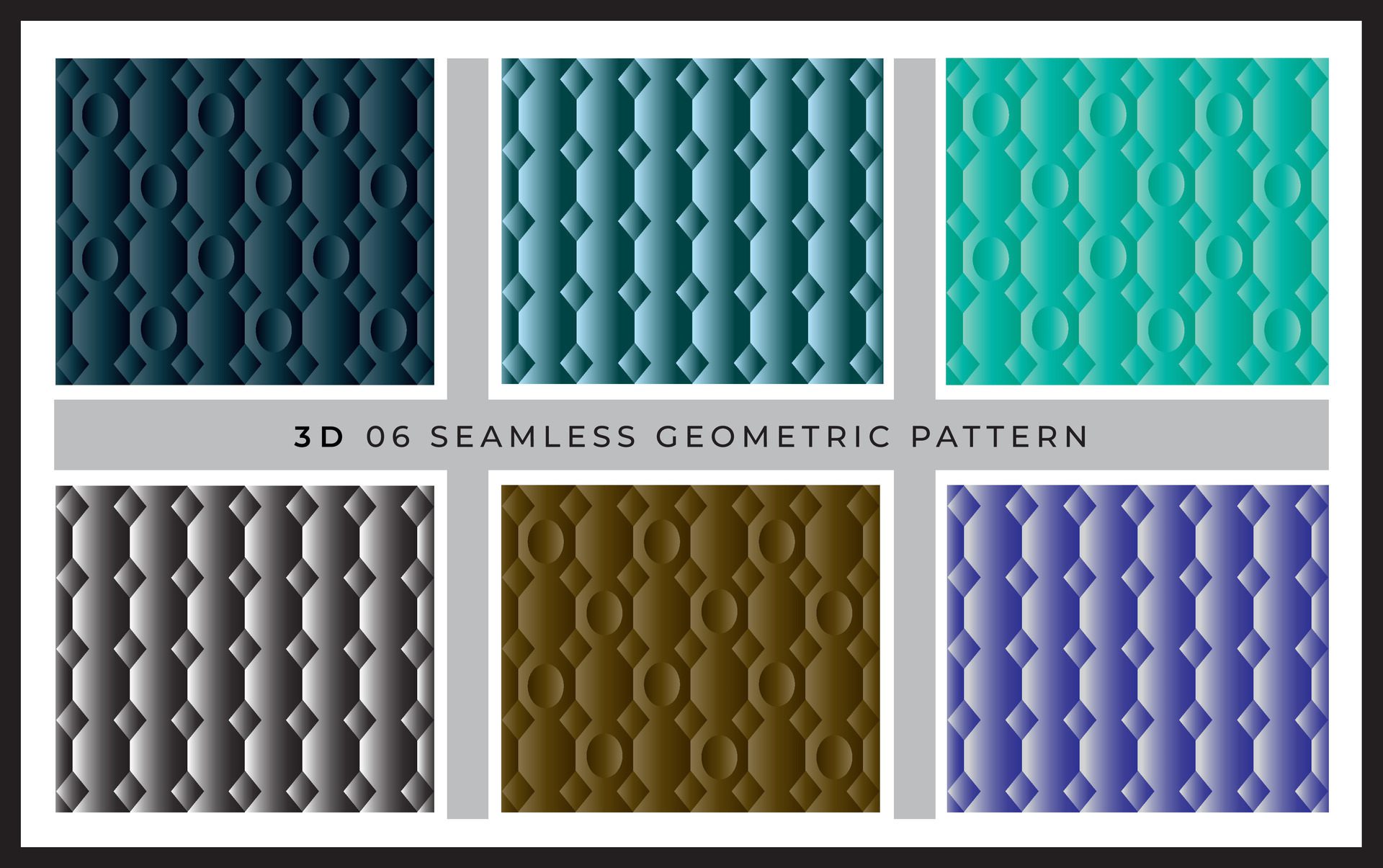 Set of six bright seamless 3D luxury geometric pattern. Free Vector