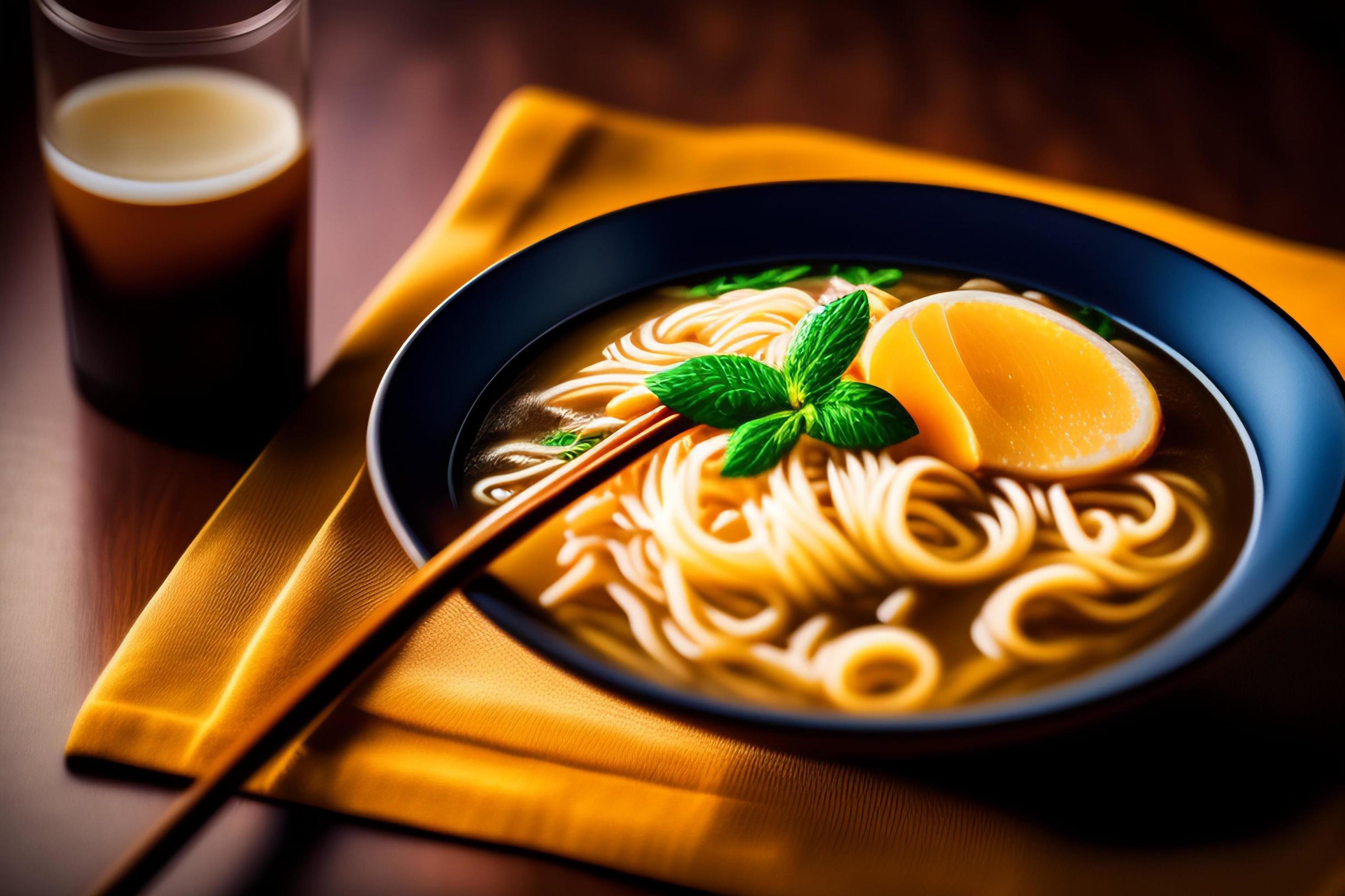 Delicious noodles. Fast food meal with appetizing pasta and chopsticks. Stock Free