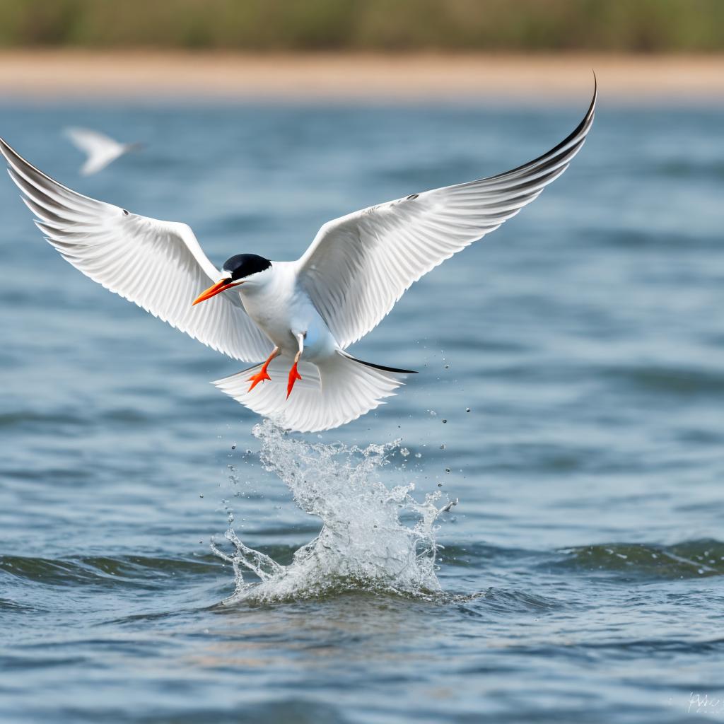 Tern diving for fish by @ai_generated