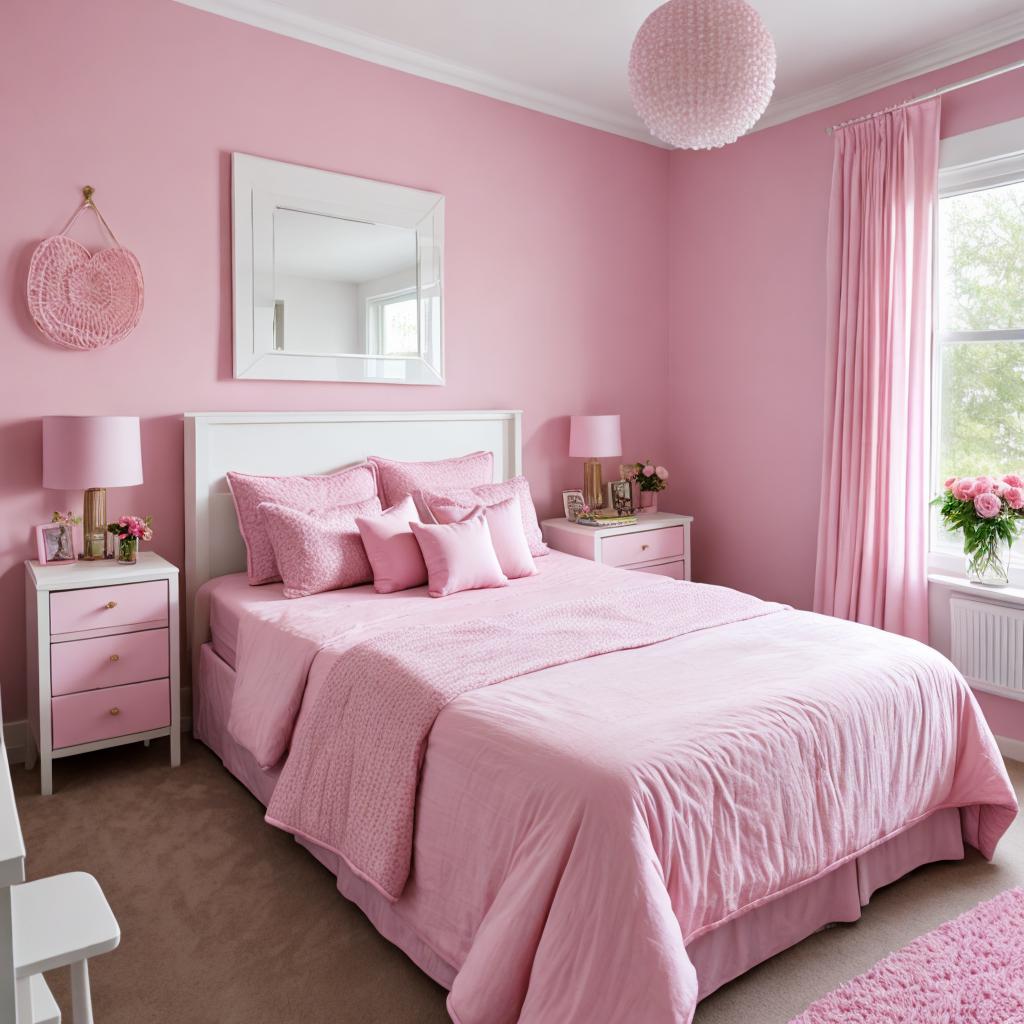 Pink Bedroom by @pipieshakira by @ai_generated