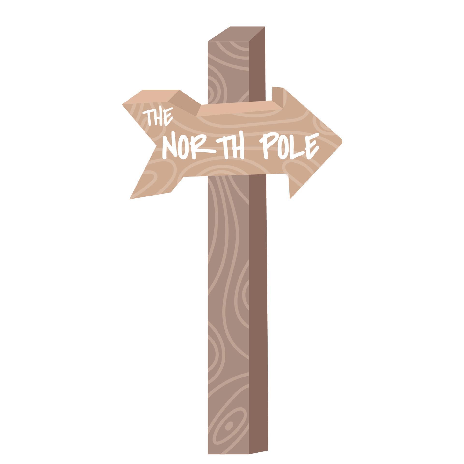 Vector illustration of Wooden arrow North Pole Sign Stock Free