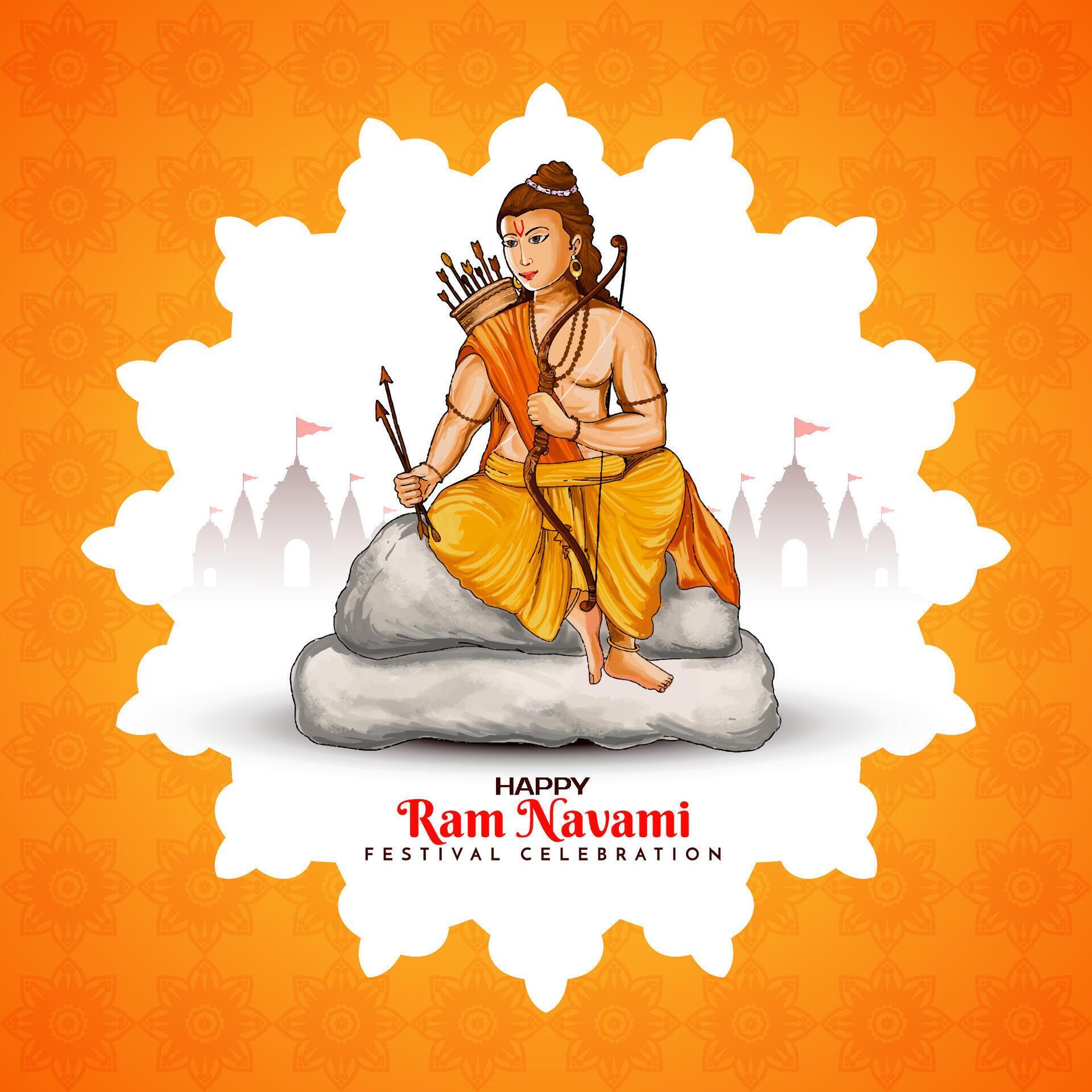 Happy Shree Ram Navami Indian religious festival background design Stock Free