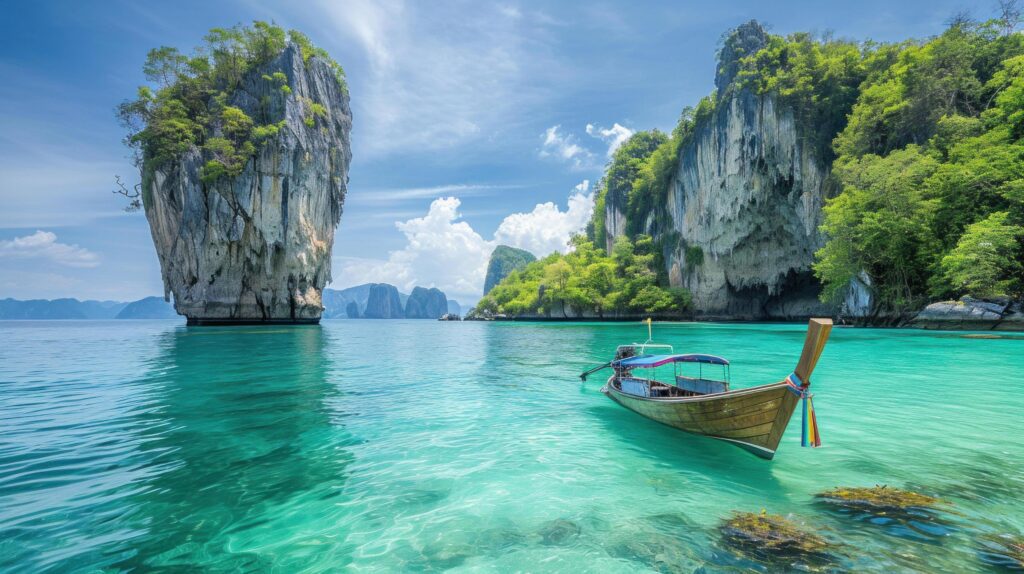 AI generated Travelling to Thailand advertisment background with copy space Stock Free