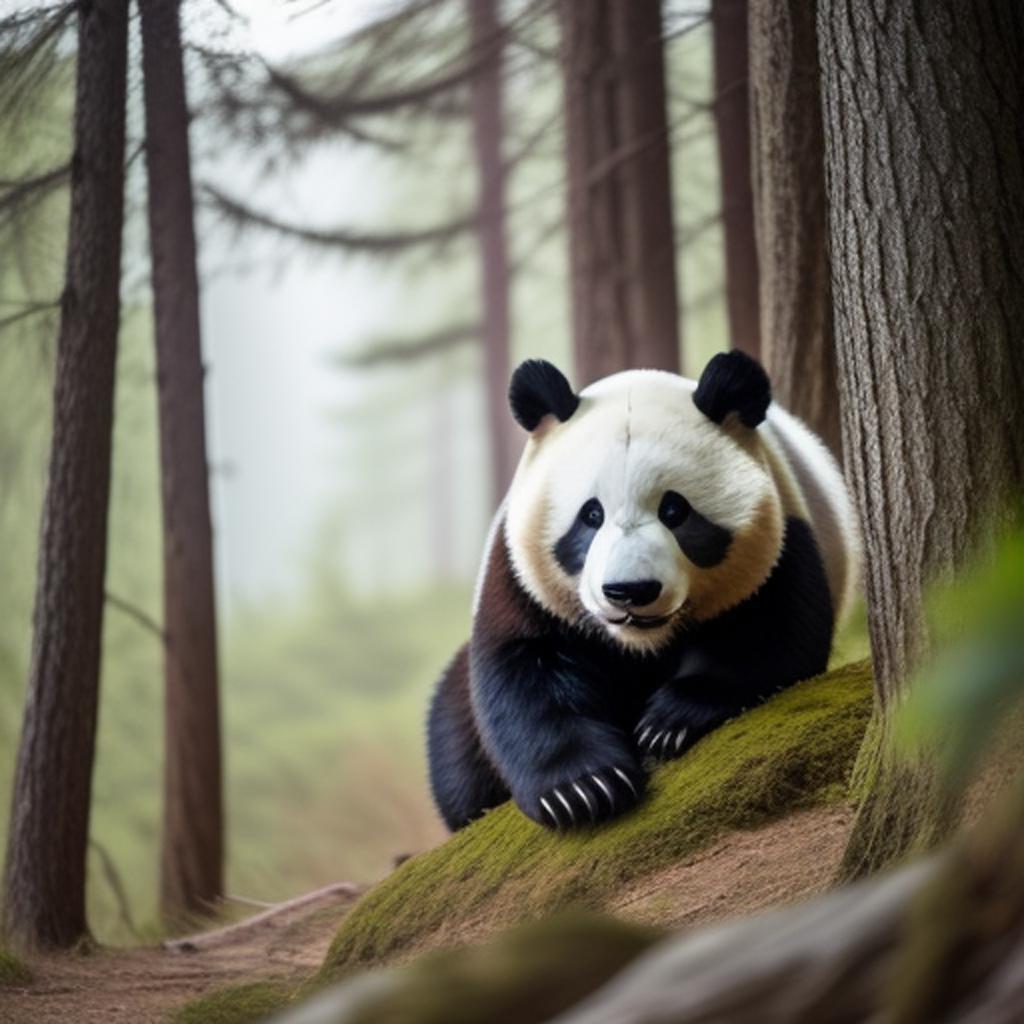 Half-panda, half-bear Nature photography, by @ai_generated