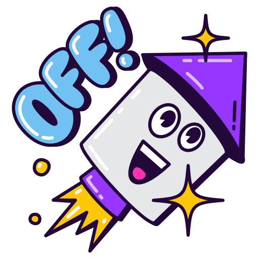 Rocket, off, launched sticker