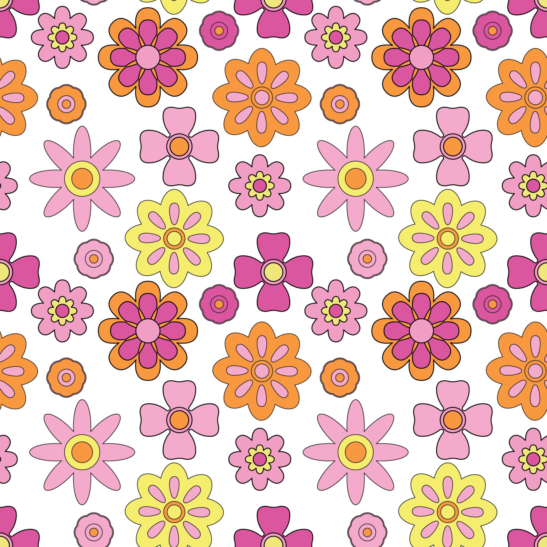 Abstract seamless groovy flower background. Free Vector