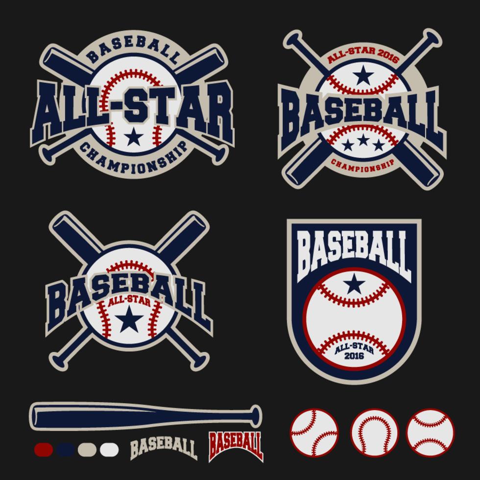 Baseball badge logo design For logo Stock Free