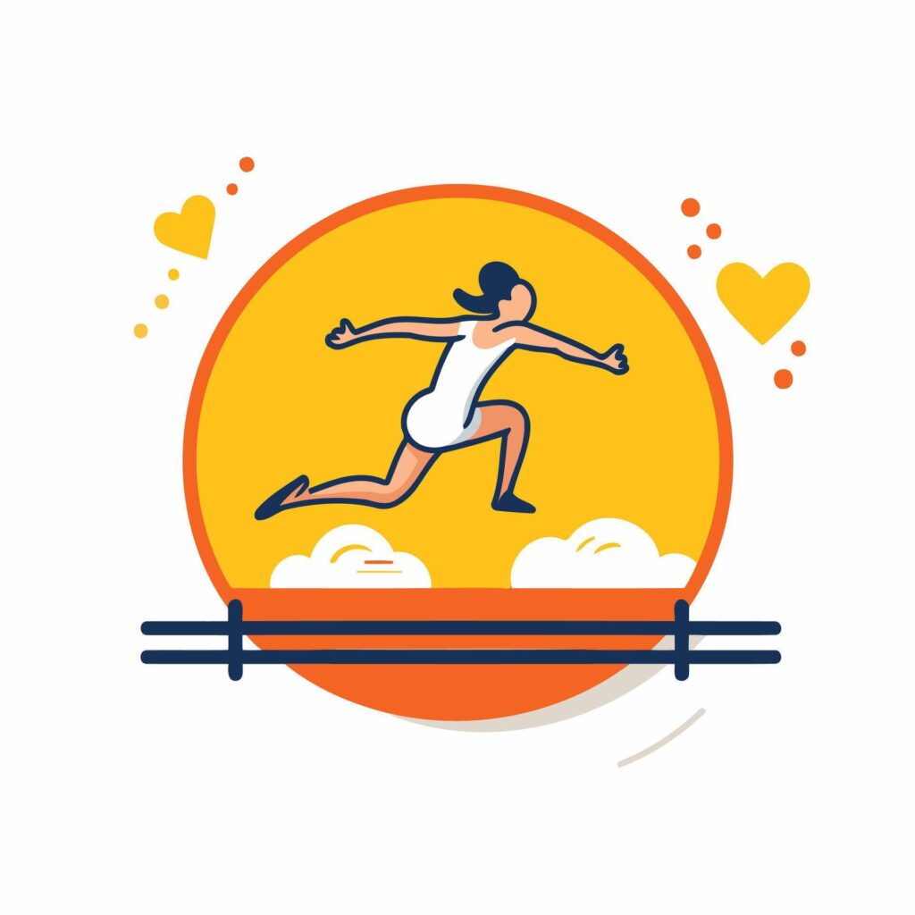 Running woman. jogging icon in flat design style. Sport and fitness. Stock Free