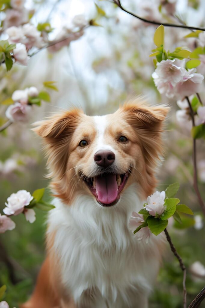 Springtime Wag A Beautiful Banner featuring a Happy Dog in Nature Free Photo