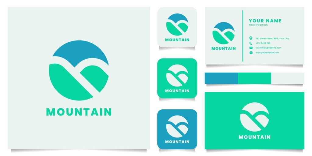 Mountain Logo with Business Card Template Stock Free