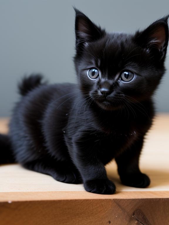 Small black kitten by by @ai_generated