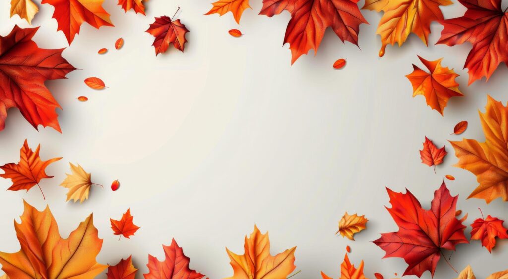 Orange And Red Fall Leaves Frame A Sunny Background Stock Free