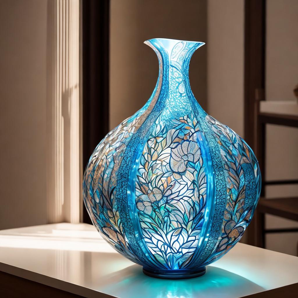 Elegant vase, intricate glasswork, by @ai_generated