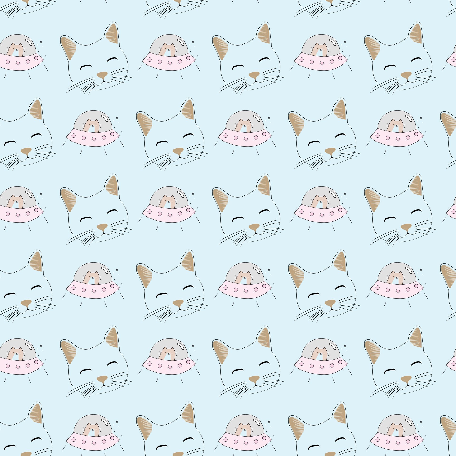 Kawaii Kittens Seamless Pattern Design Free Vector