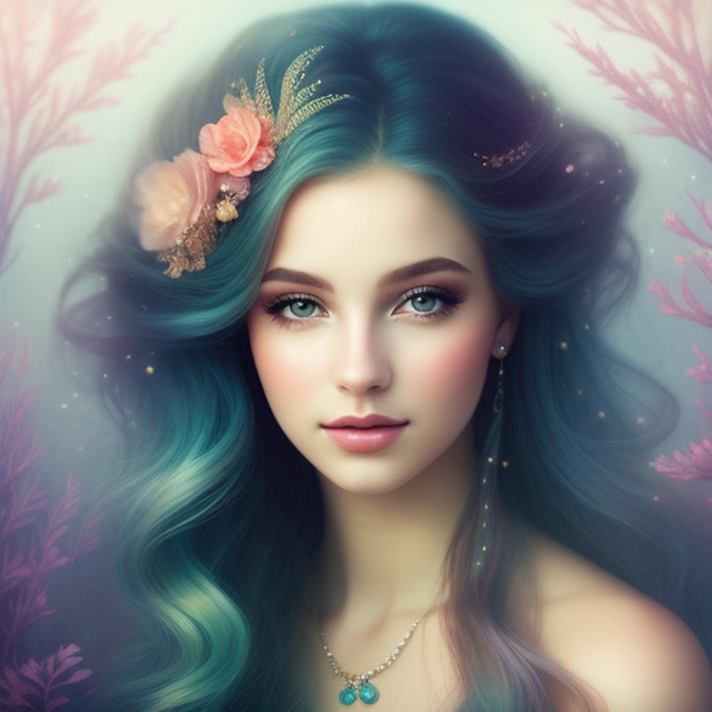 Mermaid, portrait style by by @ai_generated