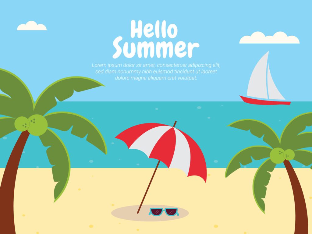 Summer season celebration flat background Free Vector