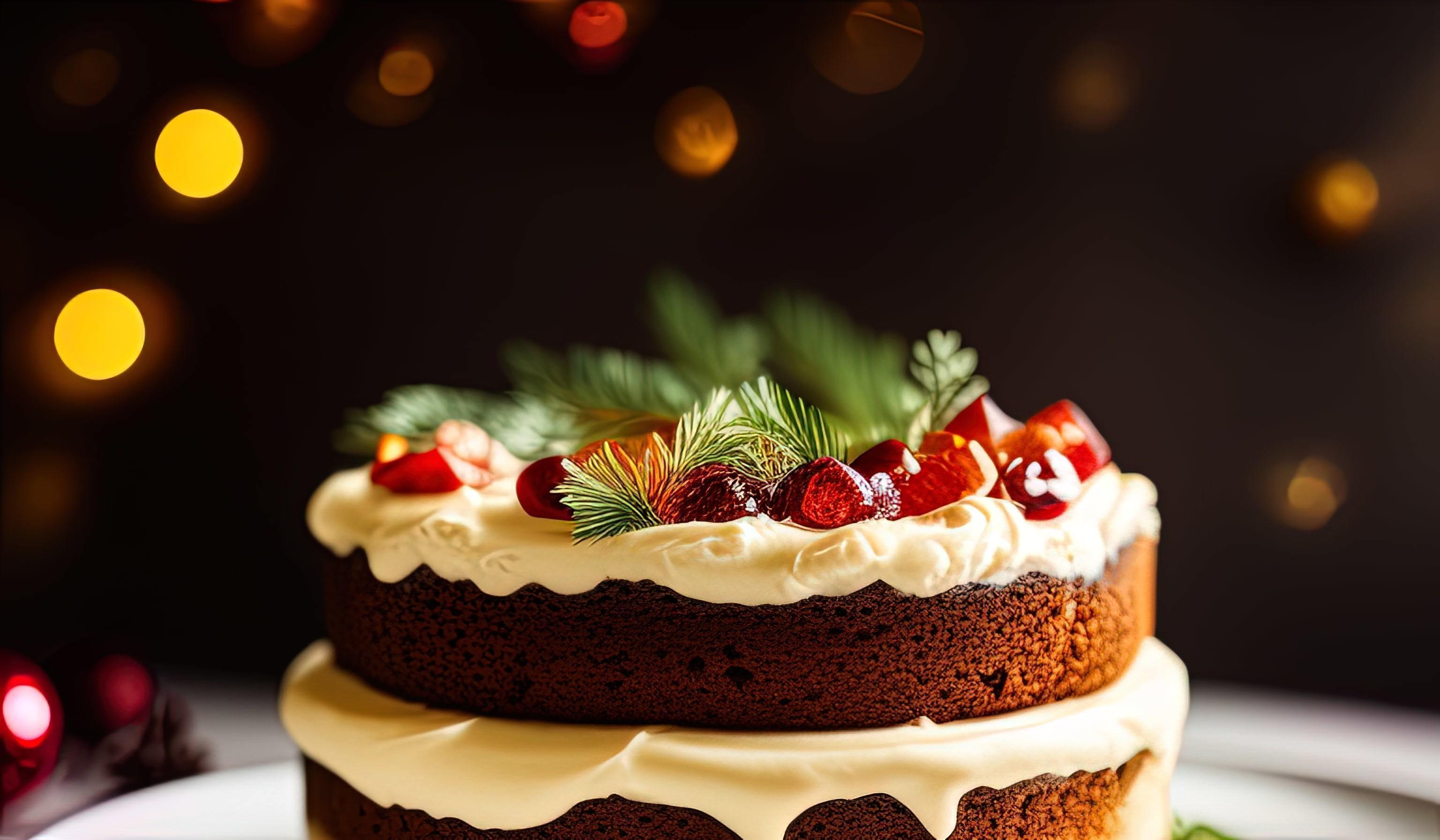 advertising professional food photography close up of a christmas cake Stock Free