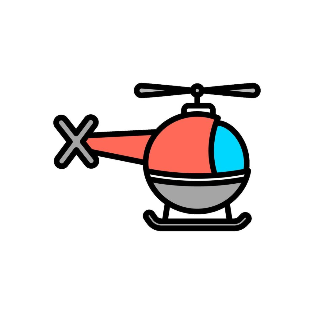 colored line icon of helicopter, isolated background Stock Free