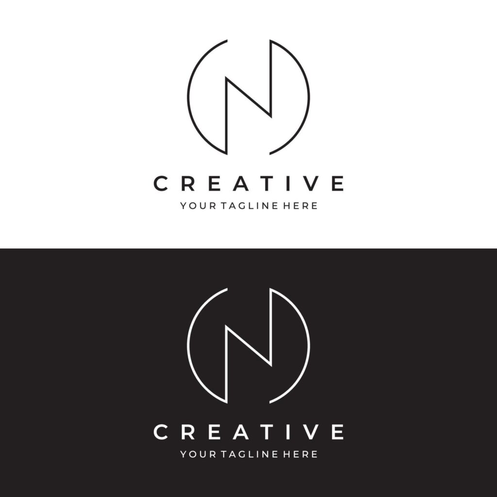 Abstract Logo design initial letter N geometric elements. Elegant, minimalist, creative and modern logo templates. Identity, brand and business cards. Stock Free