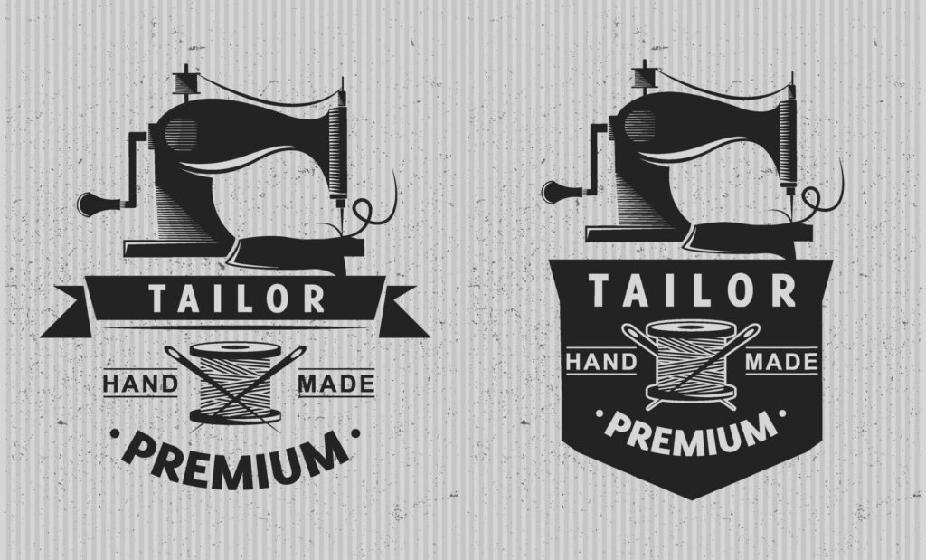 Tailor shop logo emblem. Tailoring concept. Knitting. Vector illustration design. Stock Free