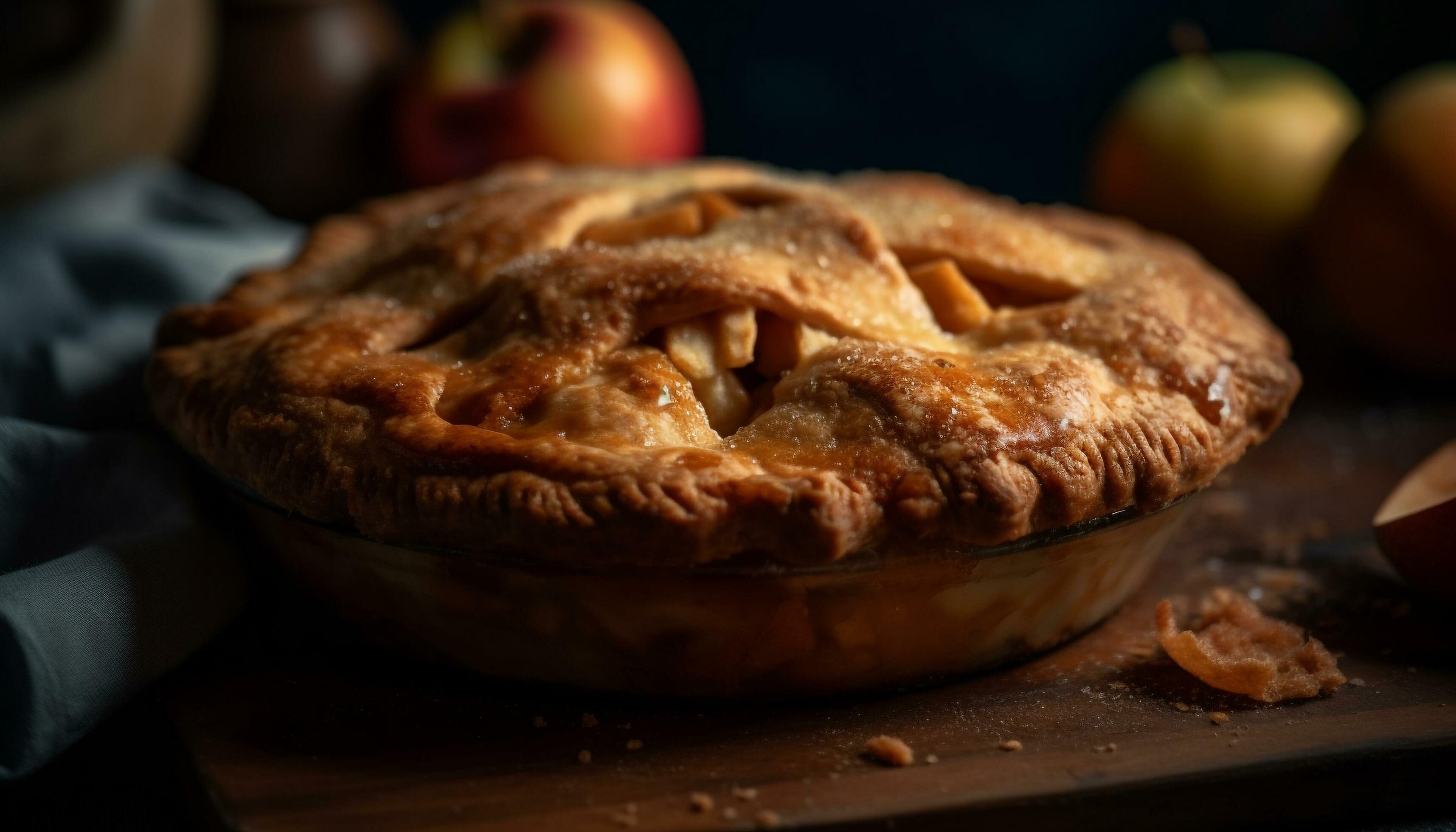 Rustic apple pie, a sweet indulgence for autumn comfort food generated by AI Stock Free