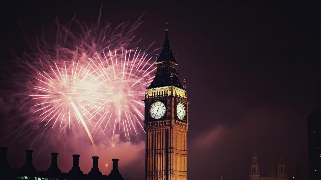 Holiday Fireworks in London. Illustration Stock Free