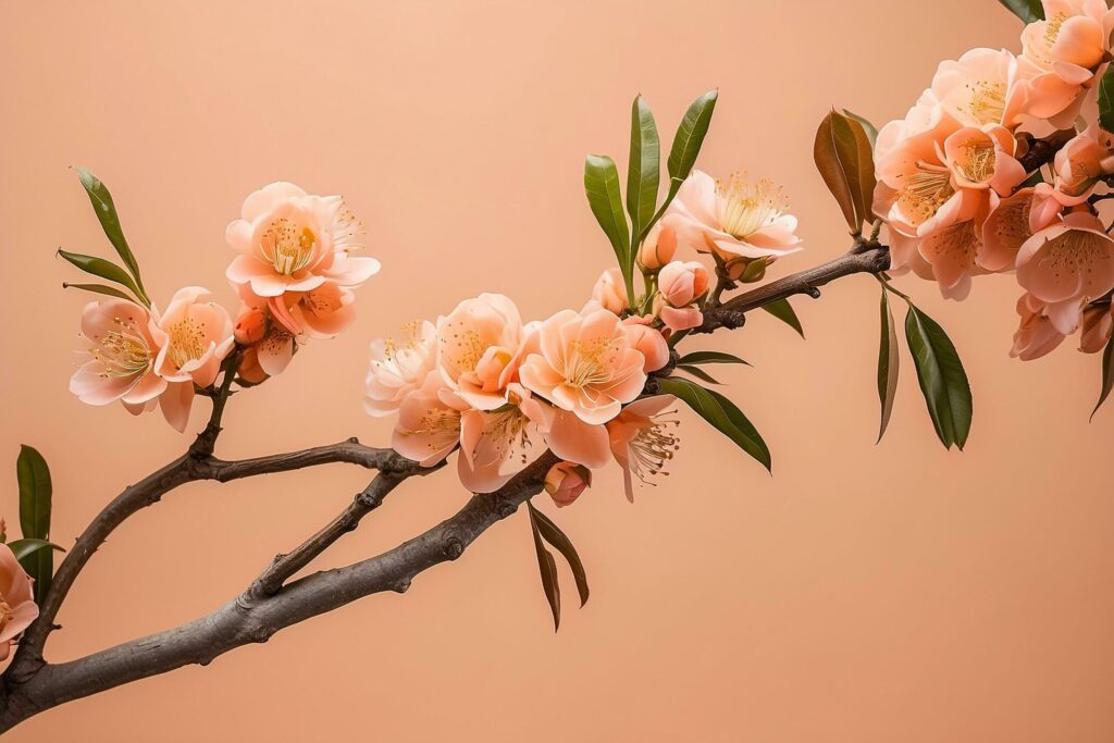 Peach Bloom on the 2024 Color of the Year Peach Fuzz Background Free Photo