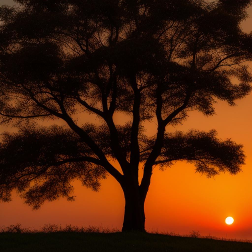 Background, Tree with sunset by @ai_generated