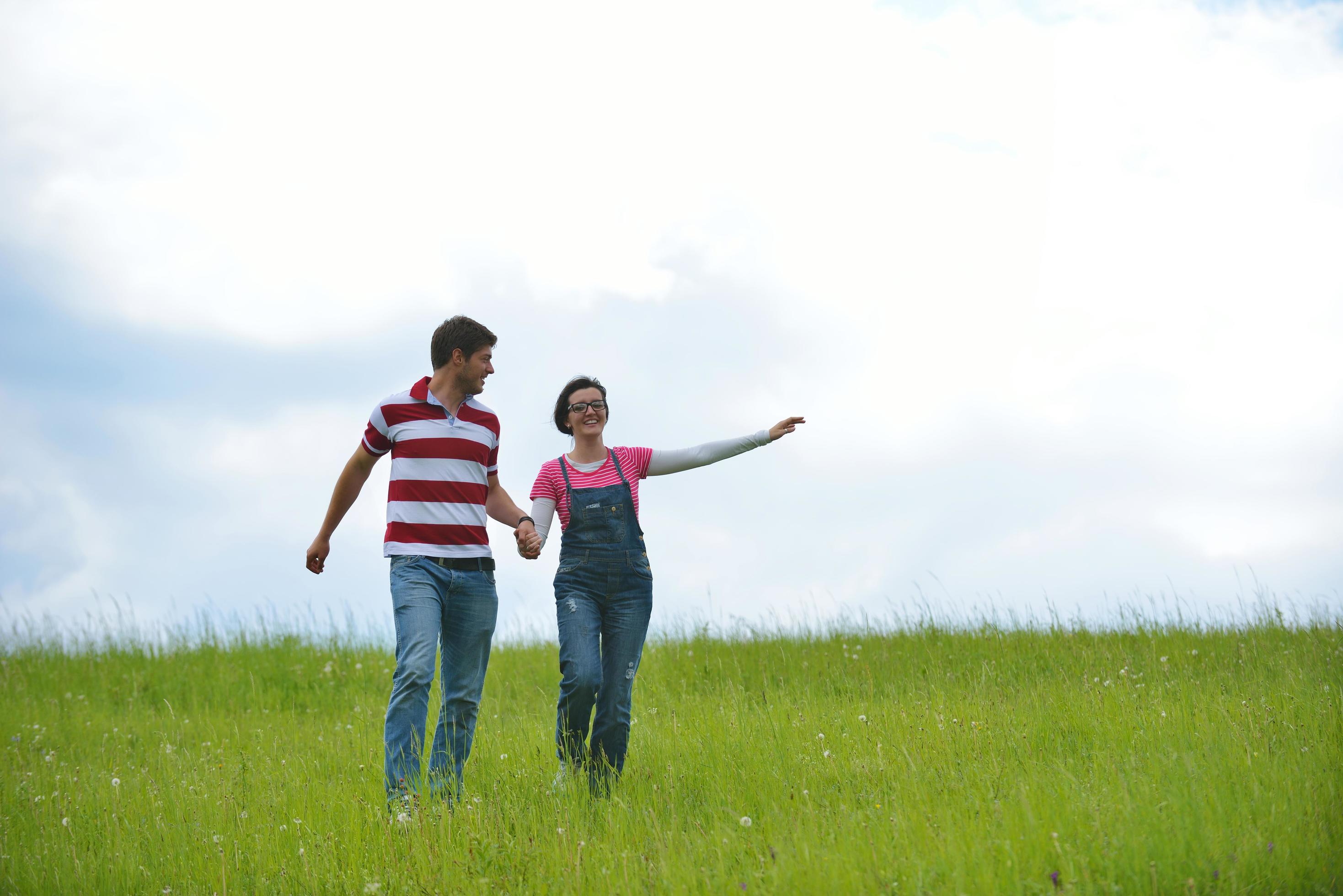 romantic young couple in love together outdoor Stock Free