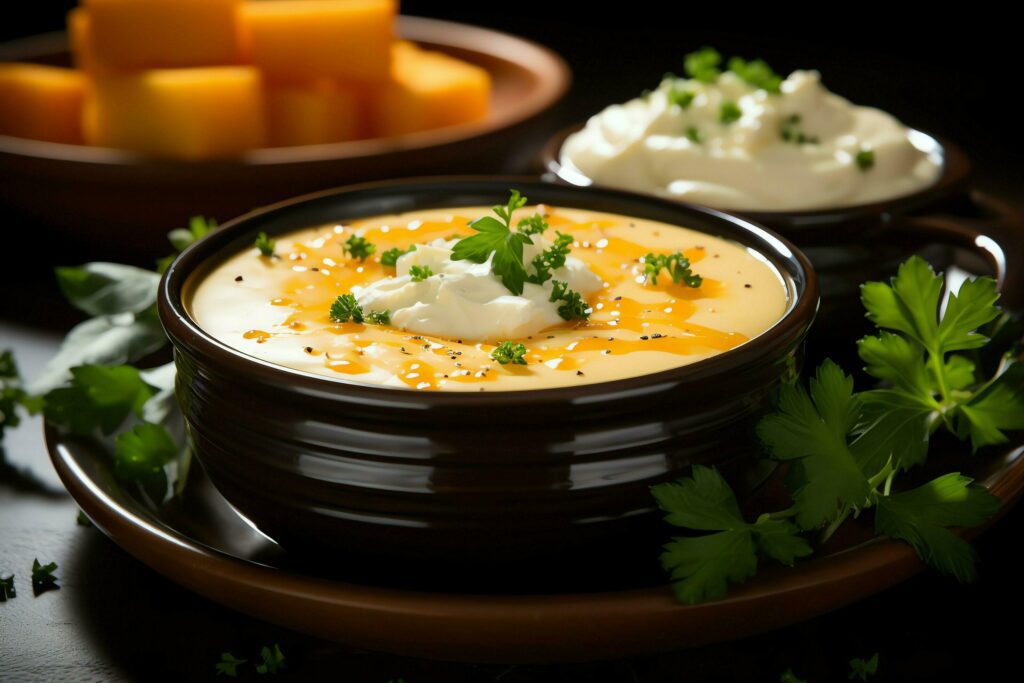 A delicious pumpkin soup food cream in a bowl. Winter food and high healthy soup meal concept by AI Generated Stock Free