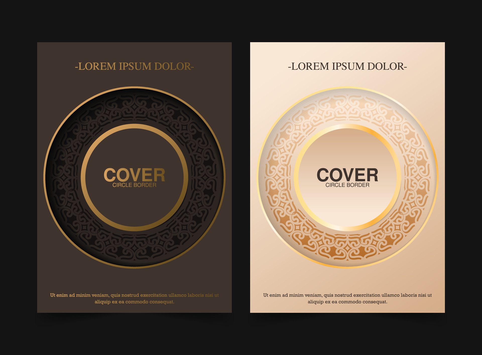 Luxury gold border pattern cover template Free Vector