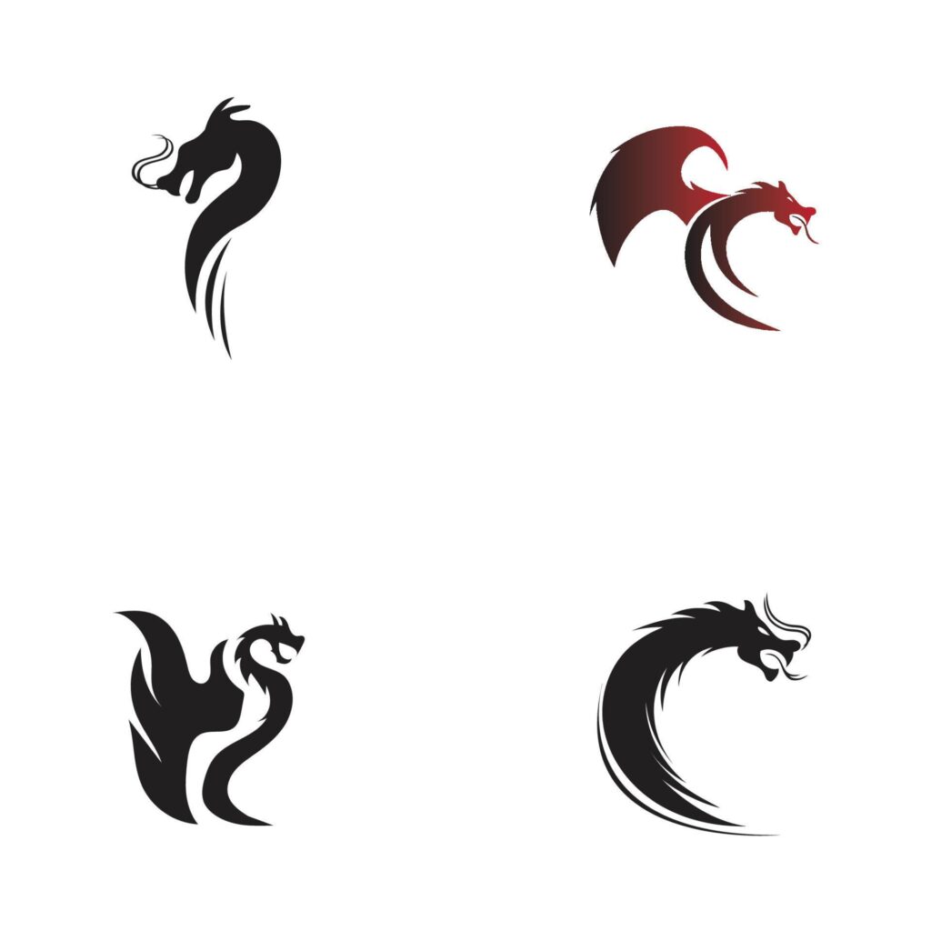 Dragon vector icon illustration design logo template Stock Free